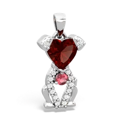 Garnet Puppy Love 14K White Gold pendant P5800