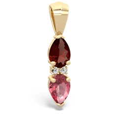 Garnet Bowtie Drop 14K Yellow Gold pendant P0865