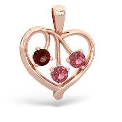 Garnet Glowing Heart 14K Rose Gold pendant P2233