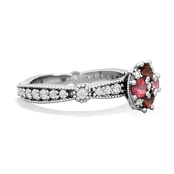 Garnet Sparkling Tiara Cluster 14K White Gold ring R26293RD