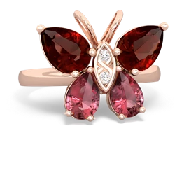 Garnet Butterfly 14K Rose Gold ring R2215