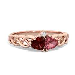 Garnet Heart To Heart Braid 14K Rose Gold ring R5870