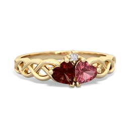 Garnet Heart To Heart Braid 14K Yellow Gold ring R5870