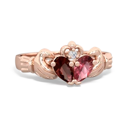 Garnet 'Our Heart' Claddagh 14K Rose Gold ring R2388