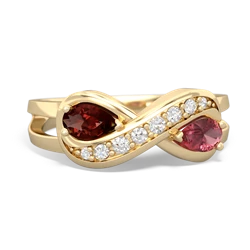 Garnet Diamond Infinity 14K Yellow Gold ring R5390