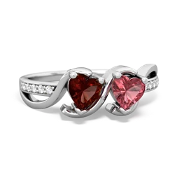 Garnet Side By Side 14K White Gold ring R3090