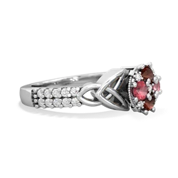 Garnet Celtic Knot Cluster Engagement 14K White Gold ring R26443RD