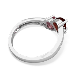 Garnet Snuggling Hearts 14K White Gold ring R2178