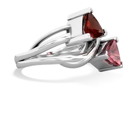 Garnet Split Band Swirl 14K White Gold ring R2341