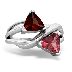 Garnet Split Band Swirl 14K White Gold ring R2341