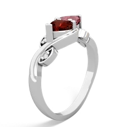 Garnet Floral Elegance 14K White Gold ring R5790