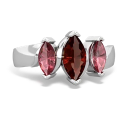 Garnet Three Peeks 14K White Gold ring R2433