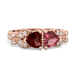 Garnet Diamond Butterflies 14K Rose Gold ring R5601