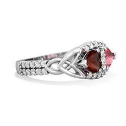 Garnet Sparkling Celtic Knot 14K White Gold ring R2645