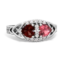 Garnet Sparkling Celtic Knot 14K White Gold ring R2645