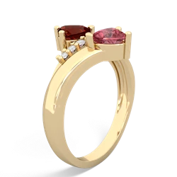 Garnet Heart To Heart 14K Yellow Gold ring R2064