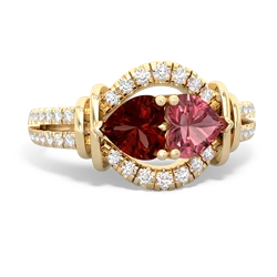 Garnet Art-Deco Keepsake 14K Yellow Gold ring R5630