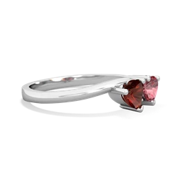 Garnet Sweethearts 14K White Gold ring R5260