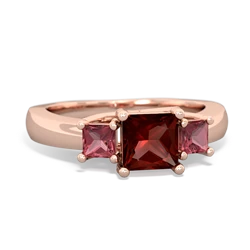 Garnet Three Stone Trellis 14K Rose Gold ring R4015