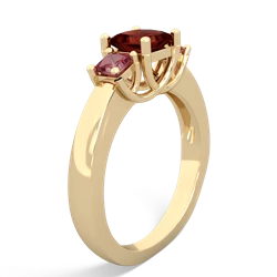 Garnet Three Stone Trellis 14K Yellow Gold ring R4015