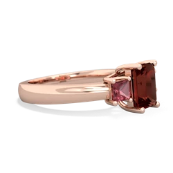 Garnet Three Stone Emerald-Cut Trellis 14K Rose Gold ring R4021