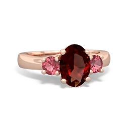 Garnet Three Stone Oval Trellis 14K Rose Gold ring R4024