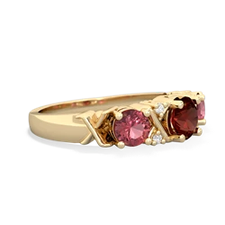 Garnet Hugs And Kisses 14K Yellow Gold ring R5016