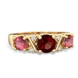 Garnet Hugs And Kisses 14K Yellow Gold ring R5016