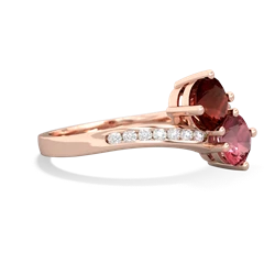 Garnet Channel Set Two Stone 14K Rose Gold ring R5303