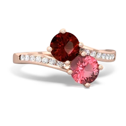 Garnet Channel Set Two Stone 14K Rose Gold ring R5303