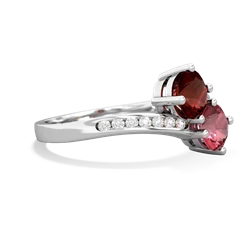 Garnet Channel Set Two Stone 14K White Gold ring R5303