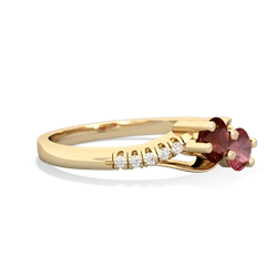 Garnet Infinity Pave Two Stone 14K Yellow Gold ring R5285