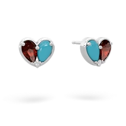 Garnet 'Our Heart' 14K White Gold earrings E5072