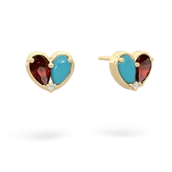 Garnet 'Our Heart' 14K Yellow Gold earrings E5072