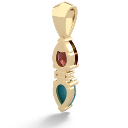 Garnet Bowtie Drop 14K Yellow Gold pendant P0865