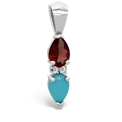 Garnet Bowtie Drop 14K White Gold pendant P0865