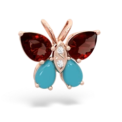 Garnet Butterfly 14K Rose Gold pendant P2215