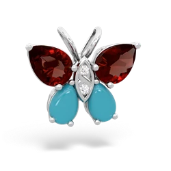 Garnet Butterfly 14K White Gold pendant P2215