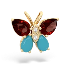 Garnet Butterfly 14K Yellow Gold pendant P2215