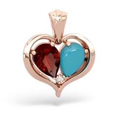 Garnet Two Become One 14K Rose Gold pendant P5330