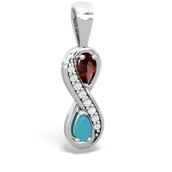 Garnet Diamond Infinity 14K White Gold pendant P5390