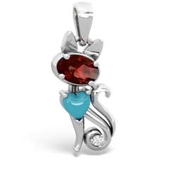 Garnet Kitten 14K White Gold pendant P5780