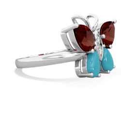 Garnet Butterfly 14K White Gold ring R2215