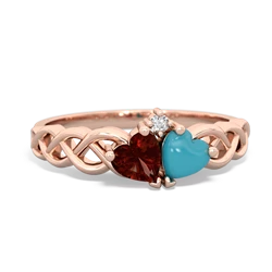 Garnet Heart To Heart Braid 14K Rose Gold ring R5870