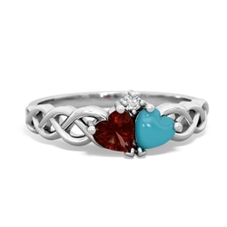 Garnet Heart To Heart Braid 14K White Gold ring R5870