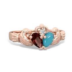 Garnet 'Our Heart' Claddagh 14K Rose Gold ring R2388