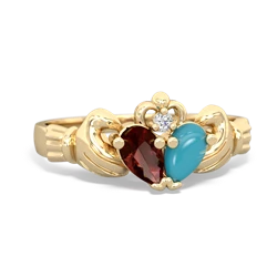 Garnet 'Our Heart' Claddagh 14K Yellow Gold ring R2388