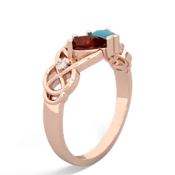 Garnet 'One Heart' Celtic Knot Claddagh 14K Rose Gold ring R5322