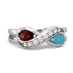 Garnet Diamond Infinity 14K White Gold ring R5390