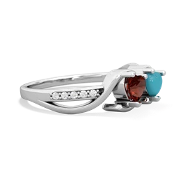 Garnet Side By Side 14K White Gold ring R3090